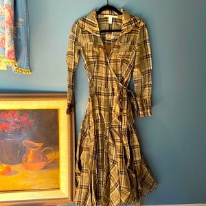 Silk Chiffon Tartan Diane von Furstenberg Wrap Dress, plaid, sheet, with slip